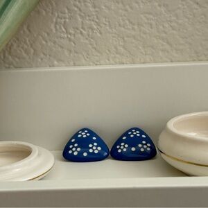 Blue and White Dots Earrings